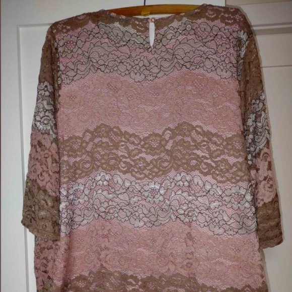 Stunning Floral Lace Top with Attached Pink Tank - Christopher & Banks, 2X - Picture 1 of 7